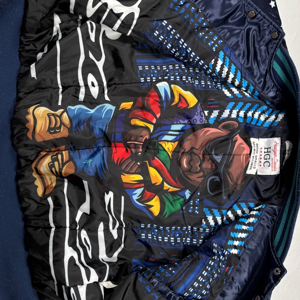 Headgear Classics Biggie Smalls Jacket Mens Small Navy Bad Boy Records Varsity - Picture 11 of 16
